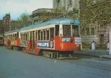 Postkarte: Barcelona Straßenbahnlinie 55 mit Triebwagen 981 auf Carreer Ample (1963)