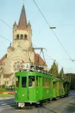 Postkarte: Basel Straßenbahnlinie 2 mit Museumswagen 190 vor Pauluskirche (1992)