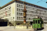Postkarte: Basel Straßenbahnlinie 7 mit Triebwagen 199 auf Fischmarkt (1963)