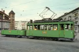 Postkarte: Basel Triebwagen 212 vor Depot Wiesenplatz (1977)