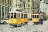 Postkarte: Bergen Straßenbahnlinie 4 mit Triebwagen 36 auf Strandbaten (1936)