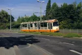 Postkarte: Braunschweig Straßenbahnlinie 5 mit Gelenkwagen 7758 auf Georg-Eckert-Str. (1990)