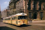 Postkarte: Bremen Zusätzliche Linie 3E mit Gelenkwagen 439 auf Am Markt (1984)