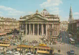 Postkarte: Brüssel Straßenbahnlinie 74  auf Beurs / Bourse (1950)