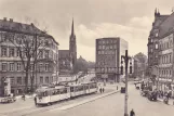 Postkarte: Chemnitz Straßenbahnlinie 2 mit Triebwagen 42 auf Falkeplatz (1930)