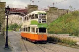 Postkarte: Crich Museumslinie mit Doppelstocktriebwagen 1282 nahe bei Bowes-Lyon Bridge (1980)