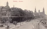 Postkarte: Dresden Triebwagen 296 auf Terrassenufer (1900)