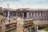 Postkarte: Dublin Straßenbahnlinie 5 vor Bank of Irland (1900)