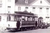 Postkarte: Freiburg im Breisgau Triebwagen 14 nahe bei Siegesdenkmal (1952)