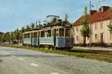 Postkarte: Göteborg Straßenbahnlinie 3 mit Triebwagen 129 auf Kungsladugårdsgatan (1958)