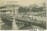 Postkarte: Graz Straßenbahnlinie 1 auf Franz-Karl-Brücke (Hauptbrücke) (1900)