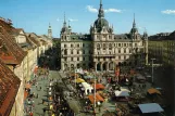 Postkarte: Graz Straßenbahnlinie 5  auf Hauptplatz / Congress (1981)