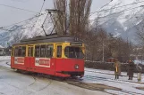 Postkarte: Innsbruck Straßenbahnlinie 1 mit Triebwagen 65 vor dem Depot auf Pastorstraße (1986)