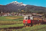 Postkarte: Innsbruck Stubaitalbahn (STB) mit Triebwagen 4 nahe bei Nockspitze (1982)