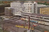 Postkarte: Kopenhagen Straßenbahnlinie 1 auf Vesterbros Passage (1956)