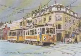Postkarte: Kopenhagen Straßenbahnlinie 3 mit Triebwagen 98 auf Åboulevard (1938-1939)