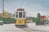 Postkarte: Kopenhagen Straßenbahnlinie 5 mit Triebwagen 205 am Sundby Hospital (1939)
