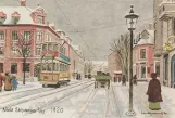 Postkarte: Kopenhagen Straßenbahnlinie 8 mit Doppelstocktriebwagen 389 auf Niels Ebbesens Vej (1920)