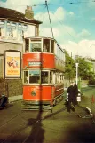 Postkarte: London Straßenbahnlinie 34 mit Doppelstocktriebwagen 1395 auf Gresham Road, Brixton (1950)