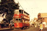 Postkarte: London Straßenbahnlinie 46 mit Doppelstocktriebwagen 100 nahe bei Erith Church (1952)