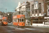 Postkarte: London Straßenbahnlinie 68 nahe bei Greenwich Church (1949)
