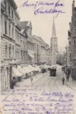 Postkarte: Lübeck Triebwagen 22 auf Breite Straße (1894)