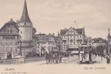 Postkarte: Luzern Straßenbahnlinie 1 auf Seebrücke (1899)