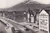 Postkarte: Luzern Straßenbahnlinie 1 nahe bei Seebrücke (1955)
