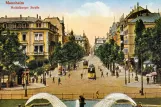 Postkarte: Mannheim Straßenbahnlinie 1 auf Heidelberger Straße (1910)