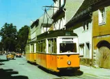 Postkarte: Naumburg (Saale) Touristenbahn 4 mit Triebwagen 26 auf Michaelisstraße (1988)