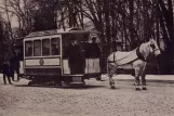 Postkarte: Neuchâtel Pferdestraßenbahnwagen 1 auf Avenue du Premier-Mars (1894-1897)