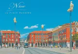 Postkarte: Nizza Straßenbahnlinie 1 auf Place Massena (2008)