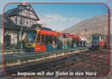 Postkarte: Nordhausen Regionallinie 10 mit Niederflurgelenkwagen 201 am Ilfeld (2004)