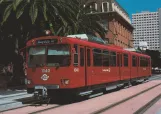 Postkarte: San Diego Straßenbahnlinie Blau mit Gelenkwagen 1040 auf America Plaza (1993)