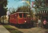 Postkarte: Santa Clara History Park Linie mit Triebwagen 124 am St. James Park (1988)