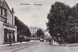 Postkarte: Schwerin Straßenbahnlinie 1  auf Platz der Freiheit (1908)