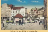 Postkarte: Schwerin Straßenbahnlinie 2 am Marienplatz (1910)