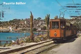 Postkarte: Sóller Straßenbahnlinie mit Triebwagen 4 im Puerto de Sóller (1963)