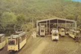 Postkarte: Wuppertal BMB mit Triebwagen 337 vor dem Depot Betriebshof Kohlfurther Brücke (1993)