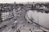 Postkarte: Zürich Straßenbahnlinie 15 auf Limmatquai (1950)