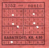 Rabatt-Fahrkarte für Københavns Sporveje (KS), die Vorderseite (1963)