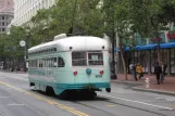 San Francisco Triebwagen 1076 auf Market Street, von hinten gesehen (2010)