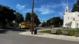 San Jose History Park Linie mit Triebwagen 143 vor Empire Firehouse (2022)