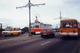 Sankt Petersburg Straßenbahnlinie 34 mit Triebwagen 6571 auf Troitskiy most (1992)