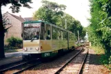 Schöneiche bei Berlin Straßenbahnlinie 88 mit Gelenkwagen 21 am Alt Rüdersdorf (2001)