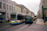 Schwerin Straßenbahnlinie 1 mit Niederflurgelenkwagen 805nah Hauptbahnhof (2006)