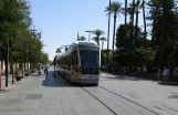 Sevilla Straßenbahnlinie T1 mit Niederflurgelenkwagen 304 auf Calle San Fernando (2017)