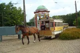 Skjoldenæsholm Normalspur mit Pferdebahnwagen 51 "Hønen" vor Das Straßenbahnmuseum (2013)