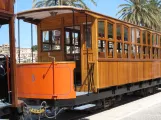 Sóller Straßenbahnlinie mit Offen Beiwagen 5 auf Carrer de la Marina (2013)