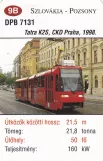 Spielkarte: Bratislava Straßenbahnlinie 13 mit Gelenkwagen 7131 im Bratislava (2014)